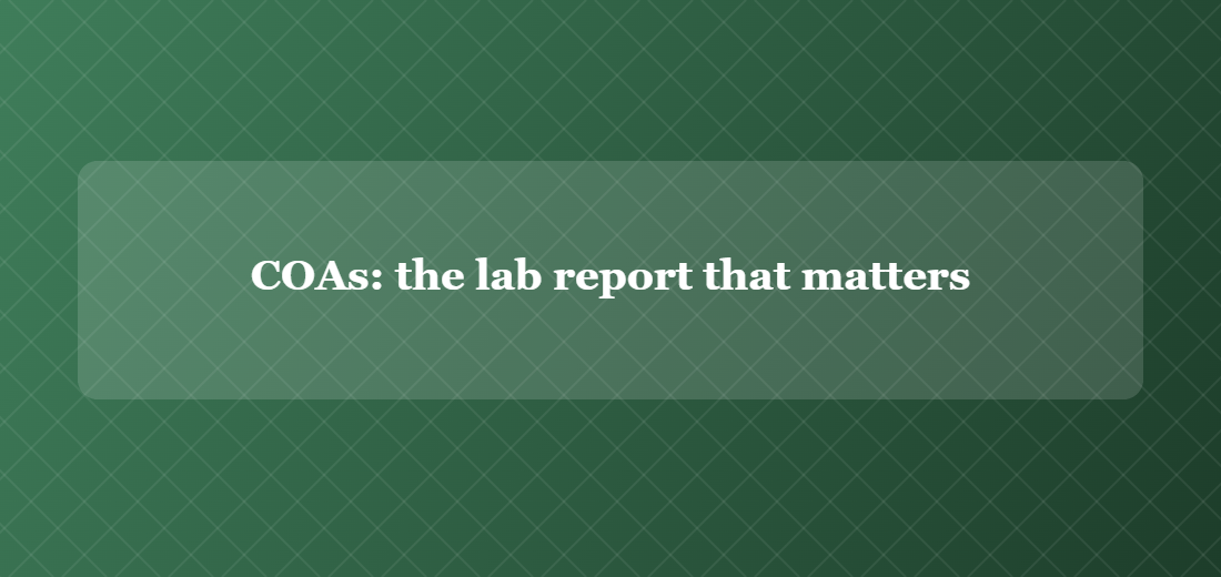 Illustration titled: COAs: the lab report that matters